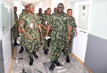 The Chief of Defence Space Administration Air vice Marshal Ayo Jolasinmi tours around Defence Space Administration Headquarters, Abuja.