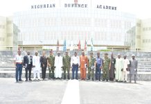 Defence Space Administration Delegates led by the Director, Launch services and Space Operations AVM AA Shinkafi on a Duty tour to the Nigerian Defence Academy.